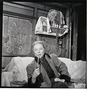 Agnes Moorehead Relaxing Before Filming
