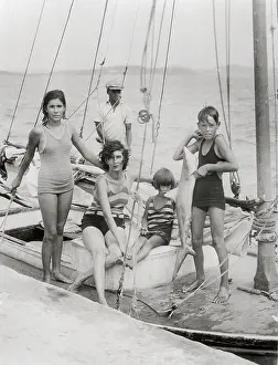 Agnes O'Neill with Children on Boat