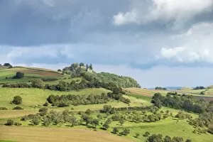 Images Dated 19th September 2012: Agricultural land in the hills of the Hegau region with fields, orchards and pastures