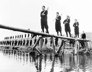 Footbridge Prints: Agricultural Students Going to Fields