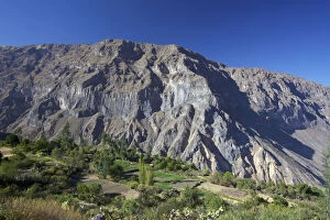 Images Dated 19th September 2009: agriculture, andes mountains, arequipa, beauty in nature, blue sky, boulder, cliff