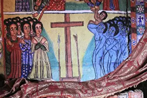 Painted Prints: Ahamra region, Azoa Maryam round church on the Zeghie peninsula in Lake Tana