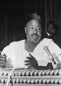 Ahmadou Ahidjo Speaking at Microphone