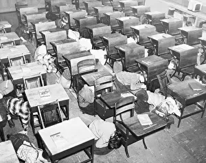 Air Raid Prints: Air Raid Drill in School