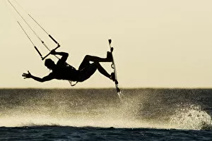 Images Dated 25th January 2011: Airborne Kitesurfer, Bonaire