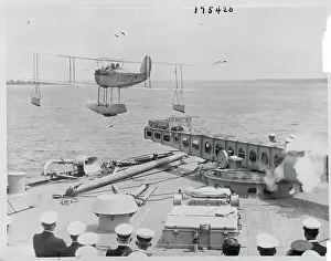 Aircraft Carrier Launching Aircraft Via Steam Catapult