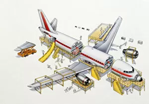 Airliner, expanded cross-section, elevated view