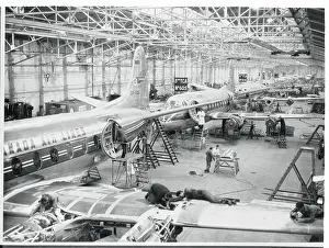 Airplane Employees Inside Hangar