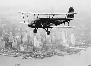 Airplane Flying Near Manhattan