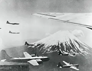 Honshu Prints: Airplanes Flying near Mountain Peak