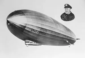 Multiple Images Prints: Airship Graf Zeppelin and Captain Hugo Eckener