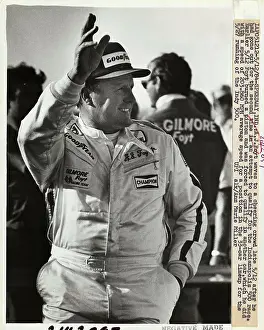 Foyt Prints: A.J. Foyt Waving to Crowd at Track