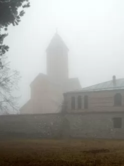 Images Dated 2nd December 2016: Akhali Shuamta monastery in fog, Kakheti region, Georgia