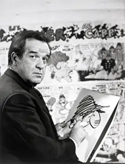 Cartoonist Prints: Al Capp Drawing Cartoon Character On Pad