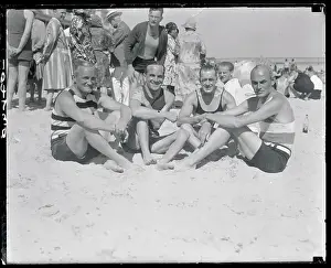 Al Jolson and Others Lounging on Beach