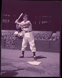 Al Rosen Holding Posing with Bat