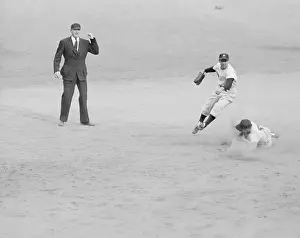 Shortstop Prints: Al Rosen Sliding into Second Base