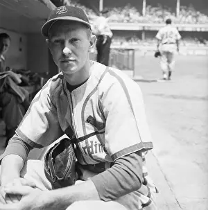 Dugout Prints: Al Schoendienst Seated @ Edge Of Dugout