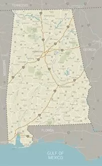 Images Dated 2nd October 2018: Alabama Map