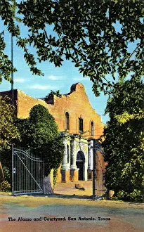 San Antonio Prints: The Alamo and courtyard