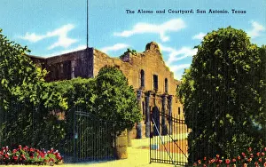 San Antonio Prints: The Alamo and courtyard, San Antonio, Texas