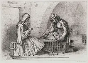 Checkers Prints: Two Albanian Men Playing Checkers