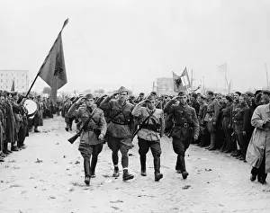 Albanian Partisans Parading Through Tirana