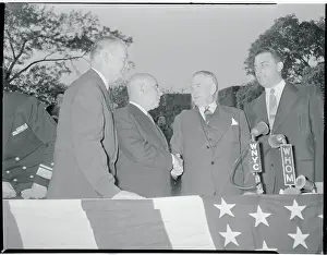 Lehman Prints: Alben Barkley Shaking Hands with Herbert Lehman