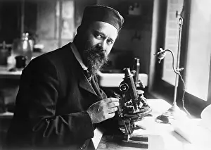 Laboratory Prints: Albert Calmette Working With Microscope