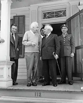 Visit Prints: Albert Einstein Chatting with David Ben-Gurion