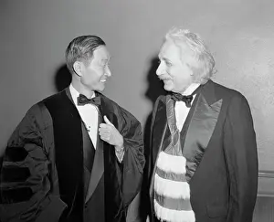 Awards Ceremony Prints: Albert Einstein Chatting with James Y.C. Yen
