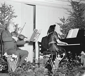 Albert Einstein and Gaby Casadesus Giving Recital