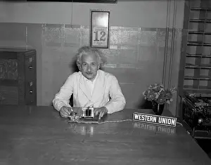 Princeton Prints: Albert Einstein Illuminating Dallas Fair by Telegraph