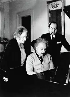 Albert Einstein Playing Piano with Two Observers