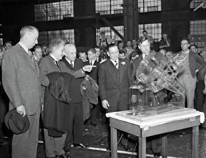 Robertson Prints: Albert Einstein Pointing at Model of Hale Telescope