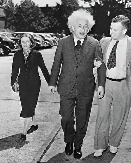 Albert Einstein Walking with His Daughter Margaret
