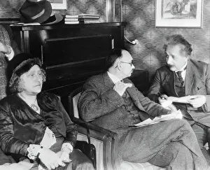 Prints of (Original Caption). In U.S. for Second Visit. Los Angeles, Calif.: Prof. Albert Einstein, noted scientist and his wife with Dr. R.C A Glimpse into Genius: Albert Einstein with Wife and R.C. Tolman