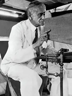 Pasadena Prints: Albert Michelson Looking Through Eyepiece