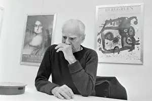Alberto Moravia With Hand On Mouth