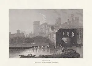 Alcazar of Cordobas in Andalusia, Spain, steel engraving, published 1836