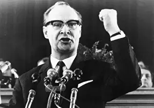 Communism Prints: Alexander Dubcek Gesturing at Microphone