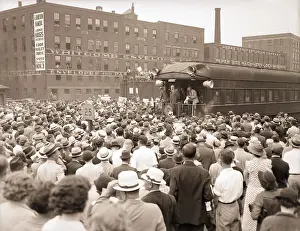 Greeting Prints: Alf Landon Speaks to Crowd Surrounding Train