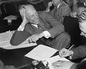 Alfred P Prints: Alfred P. Sloan Sitting and Laughing