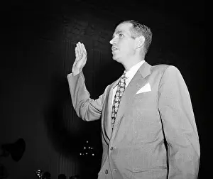 Department Prints: Alger Hiss Being Sworn In