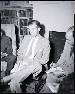 Interview Prints: Alger Hiss Talking to Reporters
