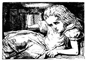 Alice growing illustration, (Alices Adventures in Wonderland)