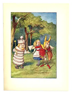 Alice, King and messenger illustration, (Alices Adventures in Wonderland)