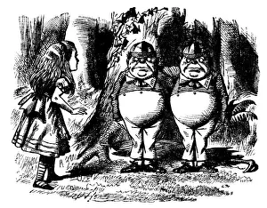 Alice, Tweedledum and Tweedledee illustration, (Alices Adventures in Wonderland)