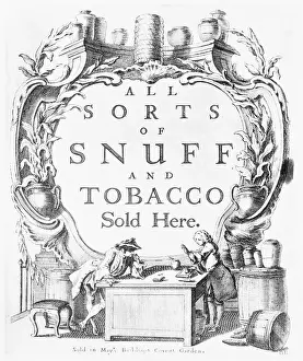 Tobacco Prints: All Sorts of Snuff and Tobacco Sold Here Copper Engraving
