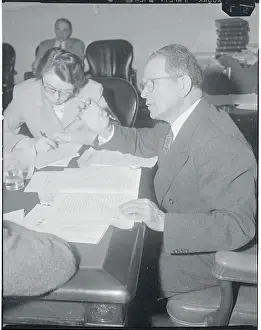 Ellender Prints: Allen Ellender Speaking at a Press Conference